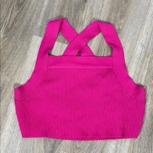 House of Harlow 1960 Wide Strap Fuchsia Ribbed Crop Top size small